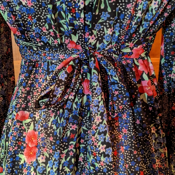 VTG 70's Maxi Dress Size 14 Psychedelic Floral Pattern - Picture 7 of 16